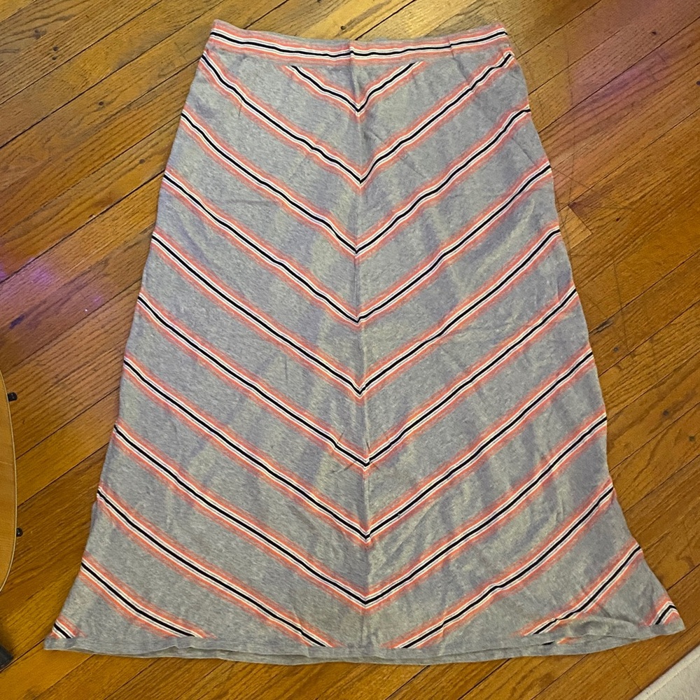 Lane Bryant Gray Skirt with Coral & Black Stripes